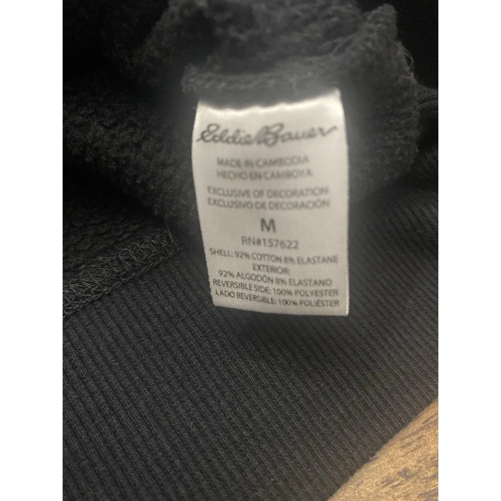 Eddie Bauer Sweater Men Medium Black Sweatshirt Crewneck Pullover Hiking